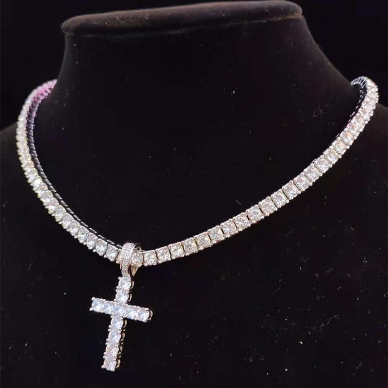 Cross Tennis Chain - Silver